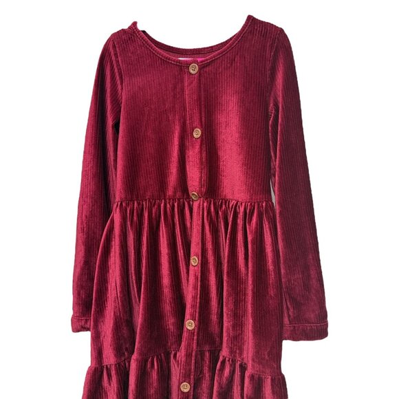 Biscotti Girls Dress Size 7 Holiday Red Stretch Velour Tiered Pullover Christmas - Picture 4 of 8